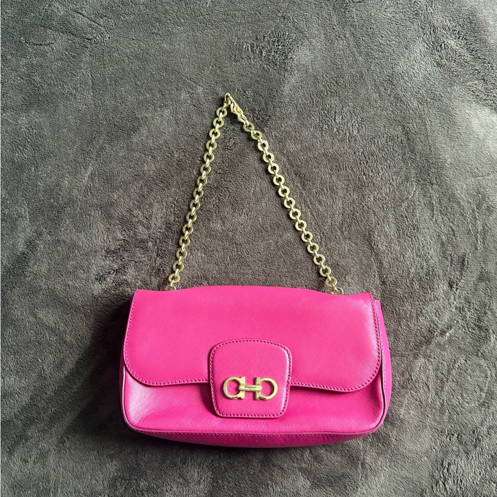 Salvatore Ferragamo Fuchsia Mini Bag with Gold Chain
